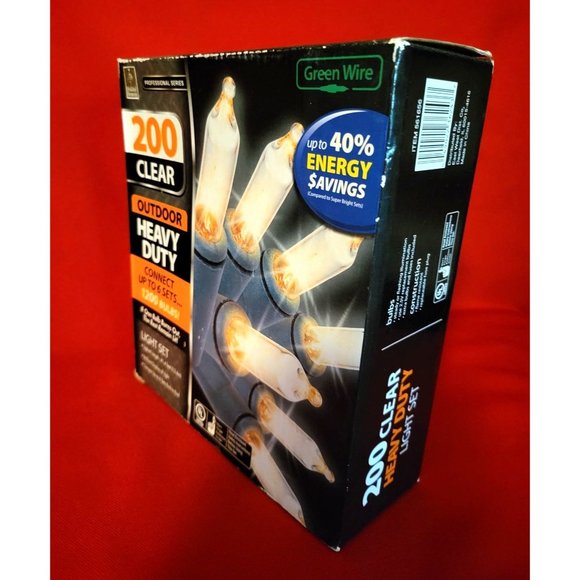 200 Clear Outdoor Heavy Duty Green Wire Ice Light Holiday Set - Picture 4 of 6